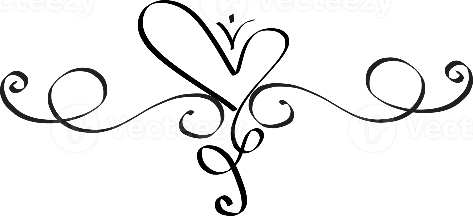 Heart decorative calligraphic elements for decoration. png