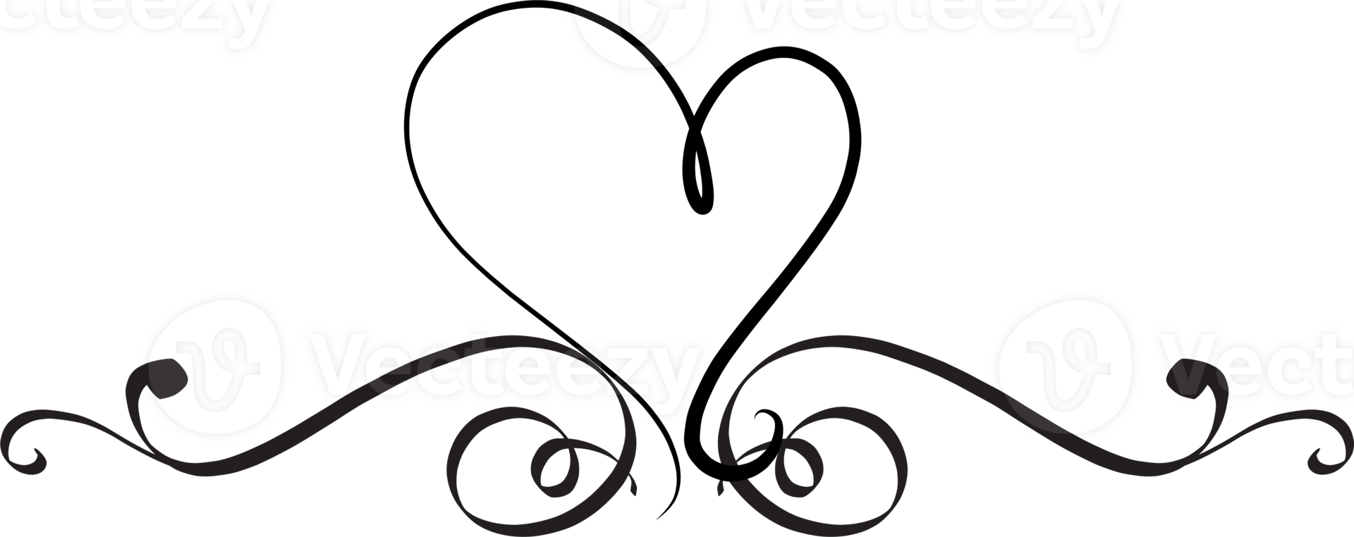Heart decorative calligraphic elements for decoration. png