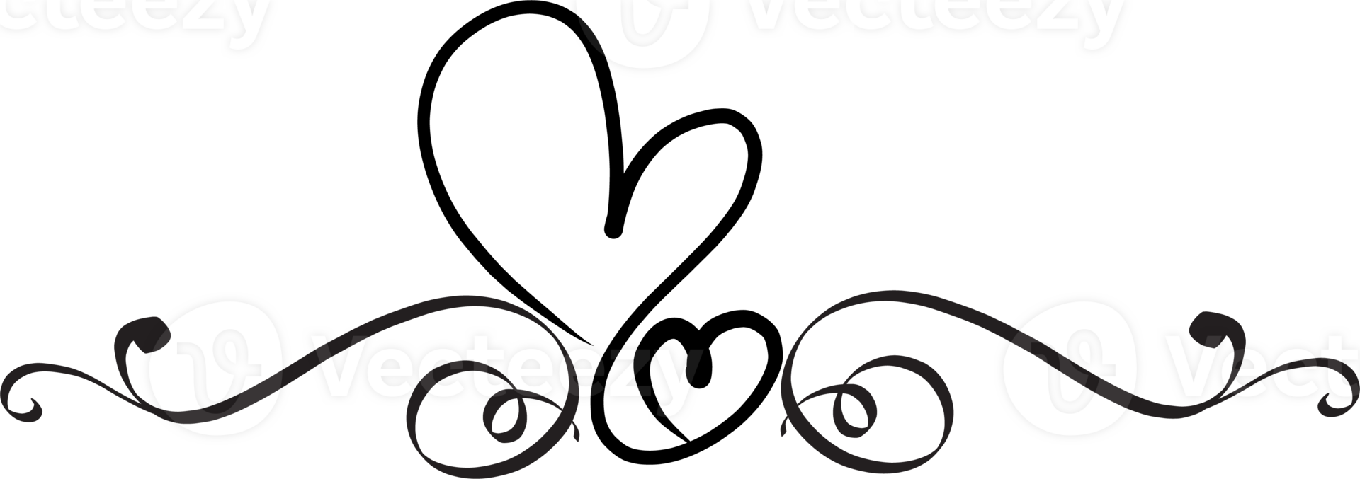 Heart decorative calligraphic elements for decoration. png