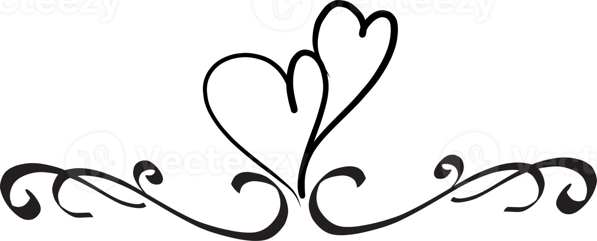 Heart decorative calligraphic elements for decoration. png