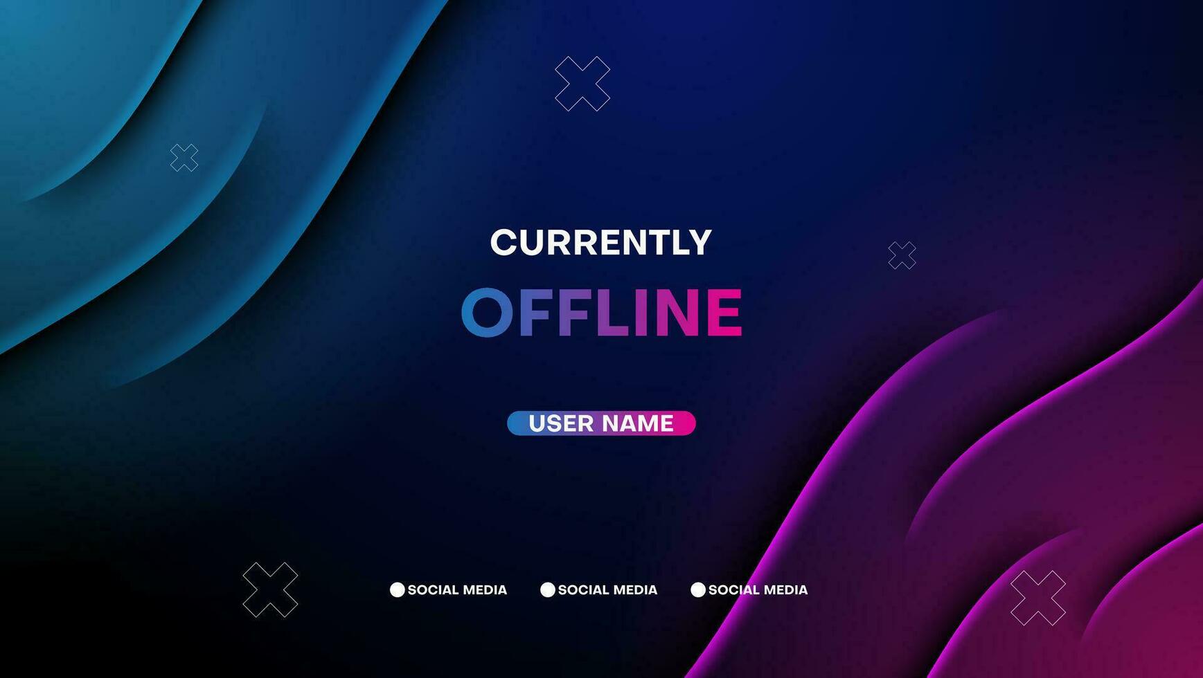 currently offline streaming banner background with neon light. vector illustration