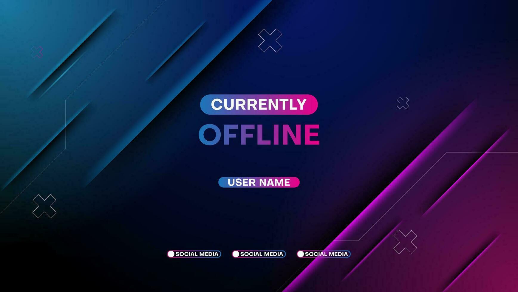 currently offline streaming banner background with neon light. vector illustration