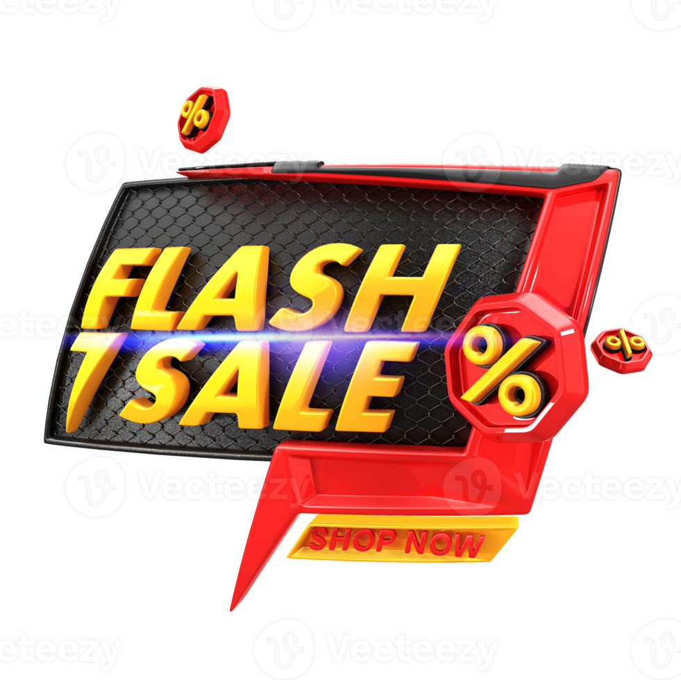 flash sale 3d rendering element for promotional banner png