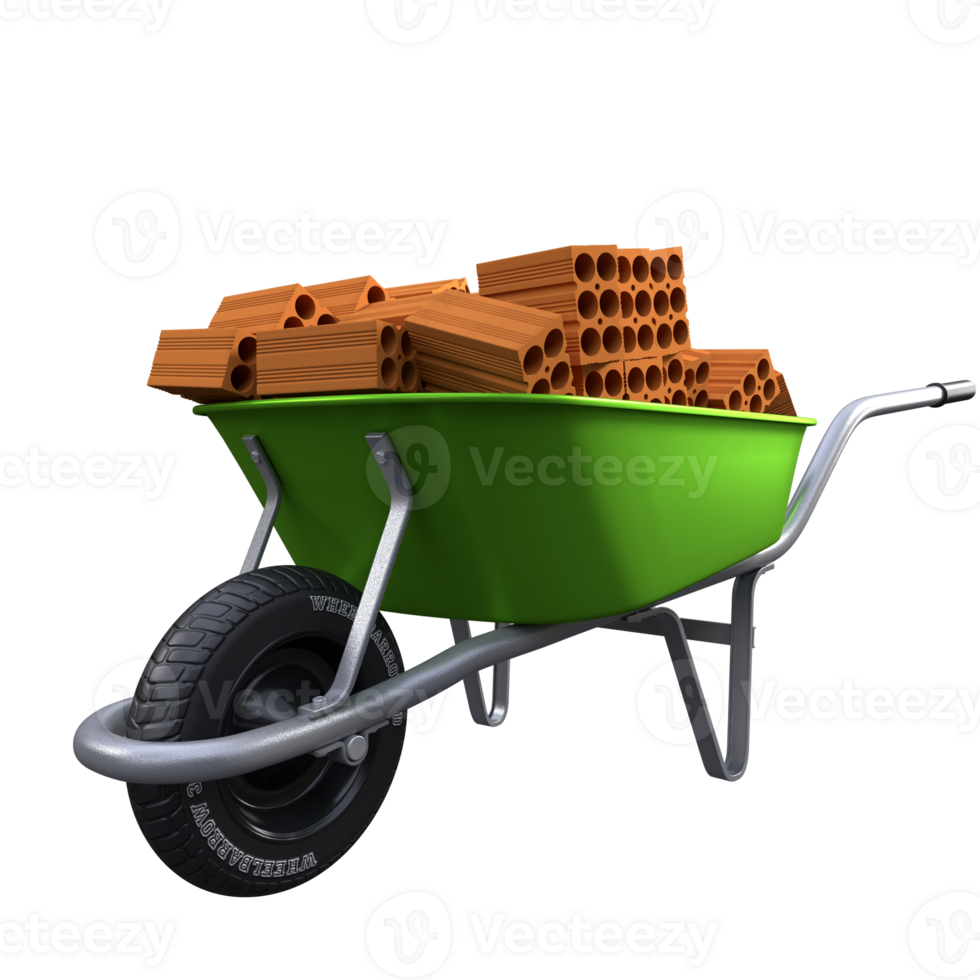 green wheelbarrow with a black wheel png