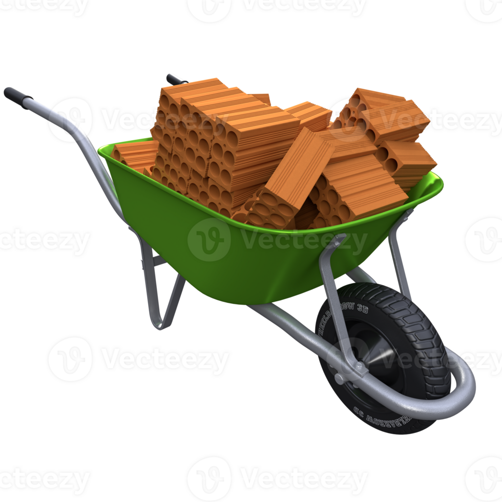 green wheelbarrow with a black wheel png