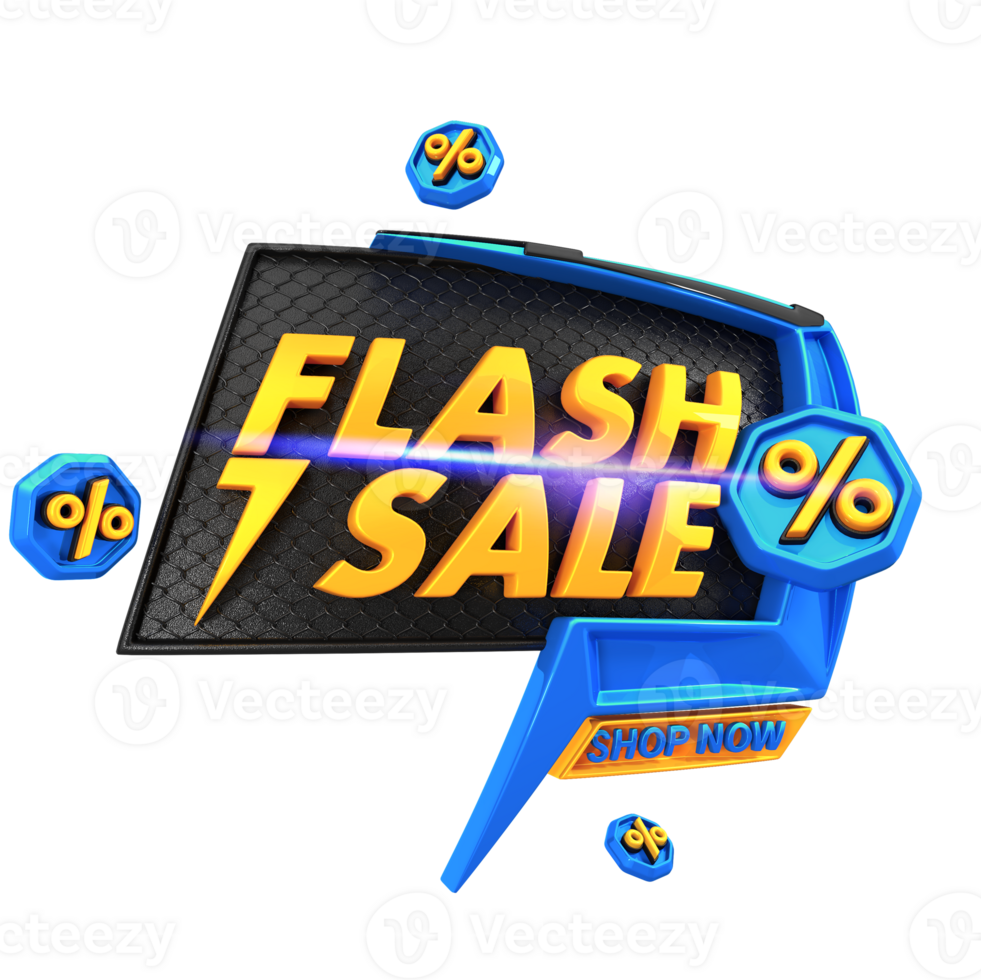 flash sale 3d rendering element for promotional banner png