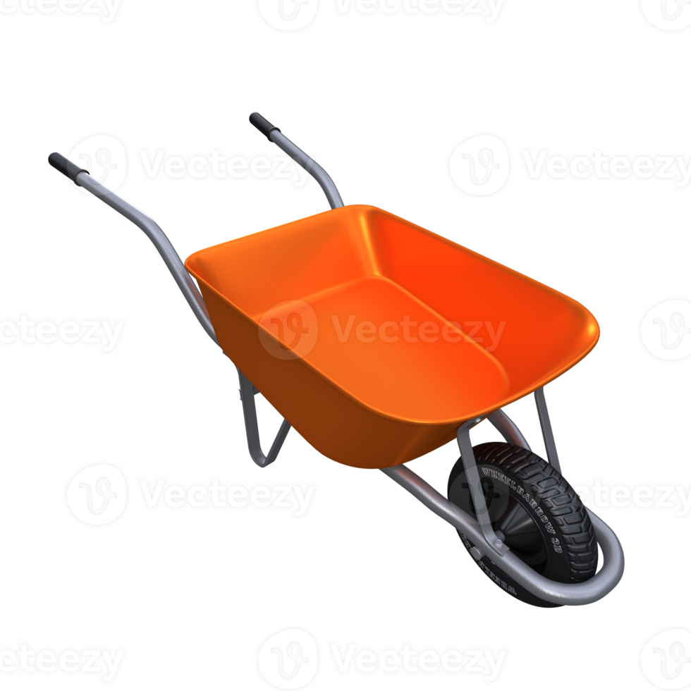 orange wheelbarrow with a black wheel png