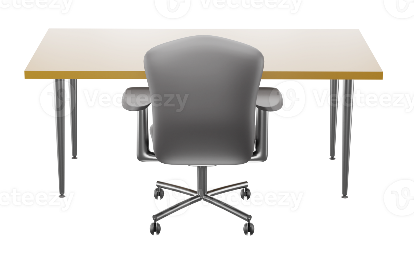 3D rendering of desk with office chair, Personal work desk with comfort chair png