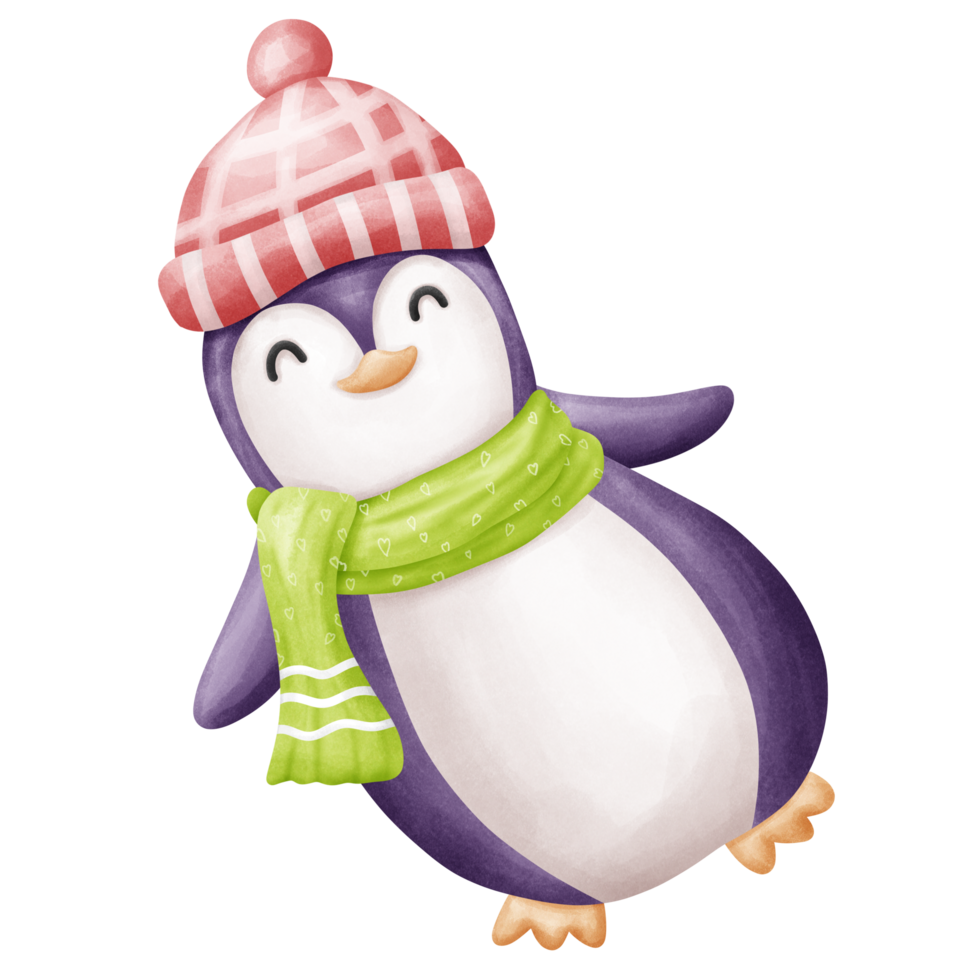söt pingviner jul vattenfärg ClipArt. png