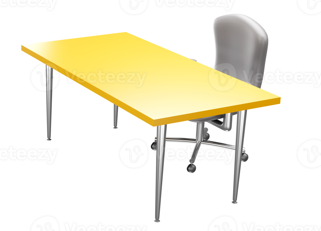 3D rendering of desk with office chair, Personal work desk with comfort chair png