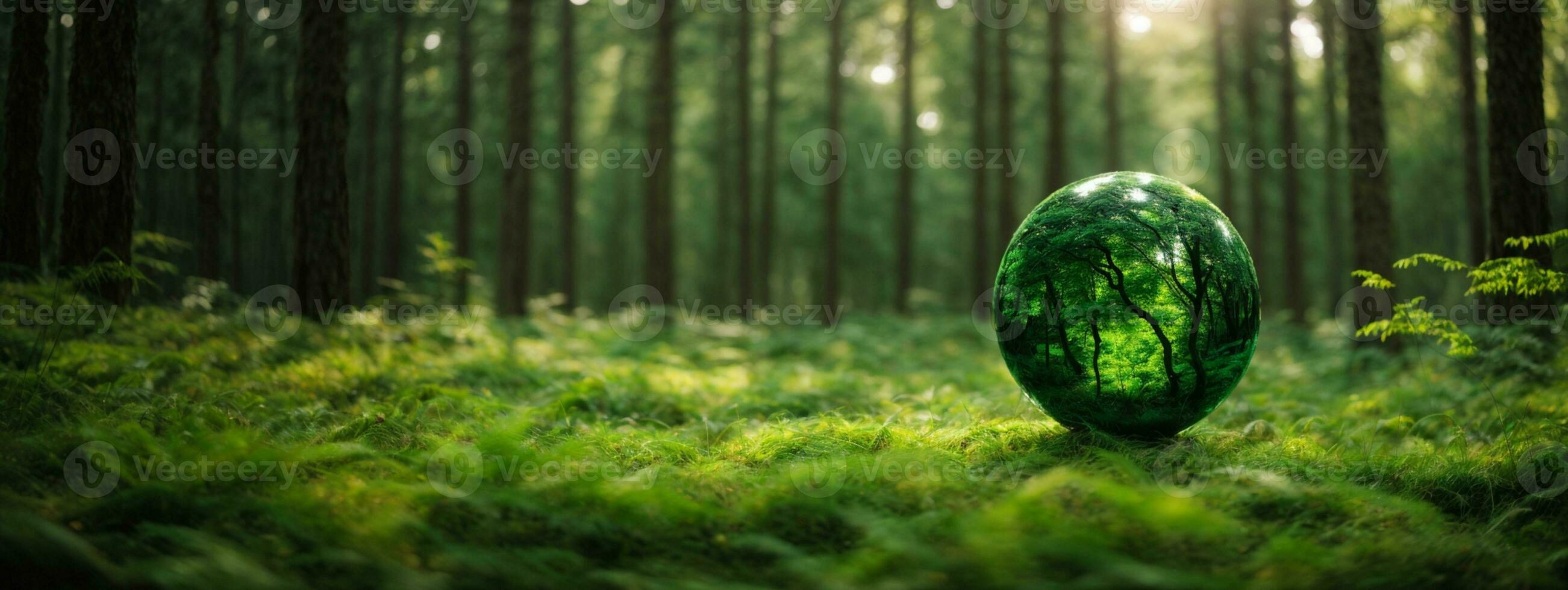 verde globo en musgo - ambiental concepto. ai generado foto