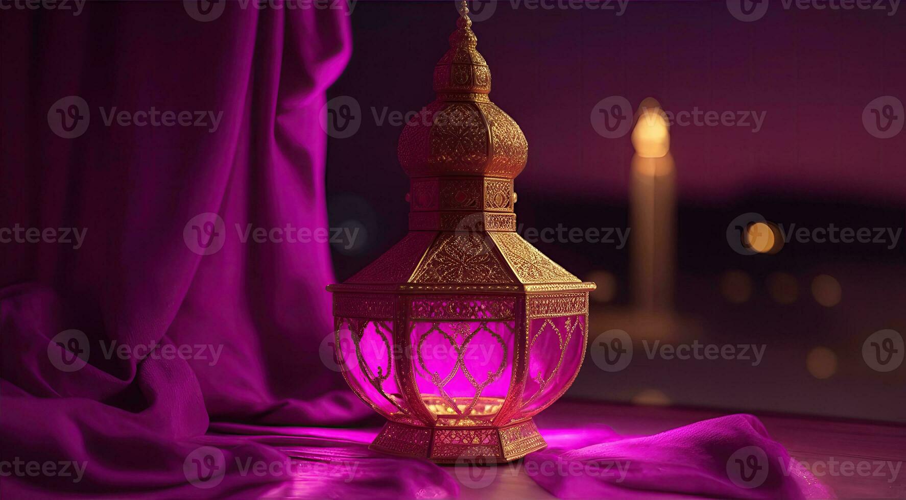 islamic lantern gold for element islamic event and celebration, AI Generative photo