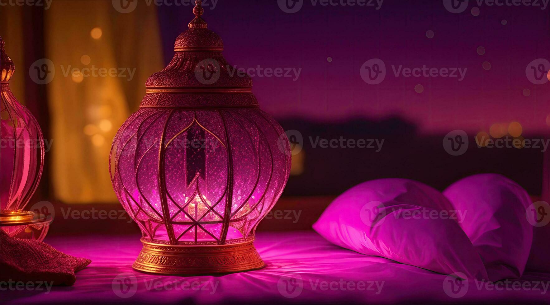 islamic lantern gold for element islamic event and celebration, AI Generative photo