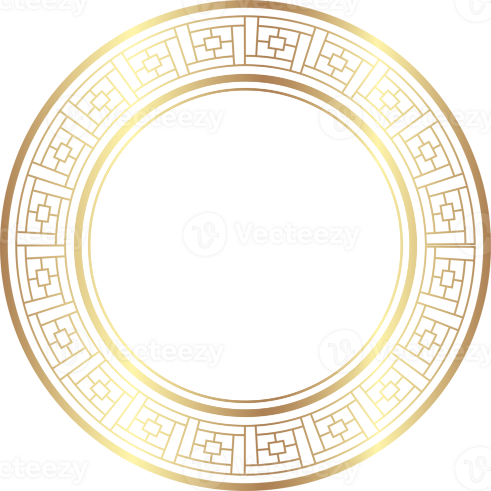 Chinese golden circle frame decorative design. png