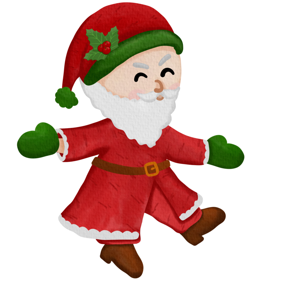 santa claus cartoon character with a red hat and gloves png