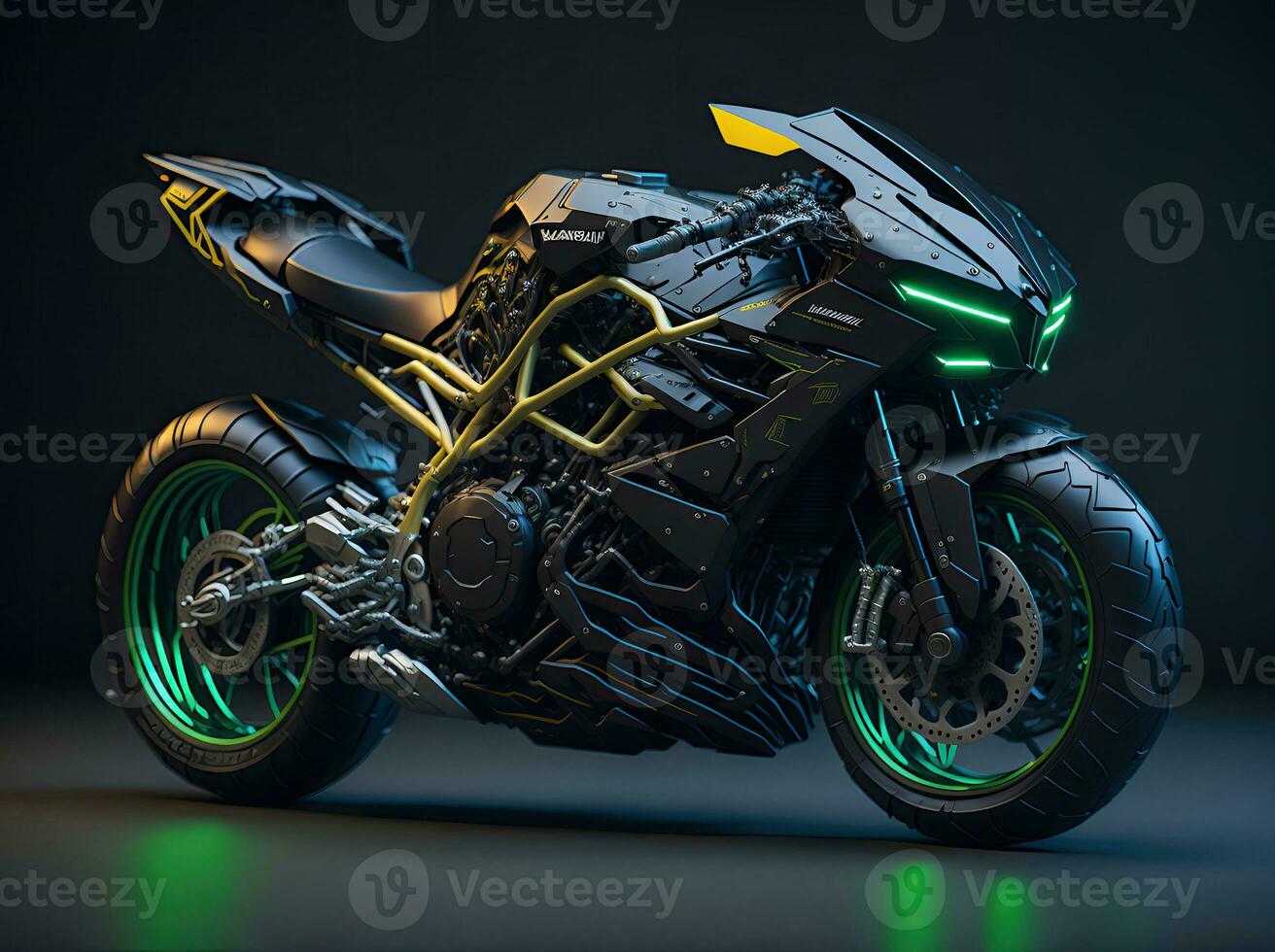 AI Generative, Conceptual design of A custom motorcycle isolated on various background photo