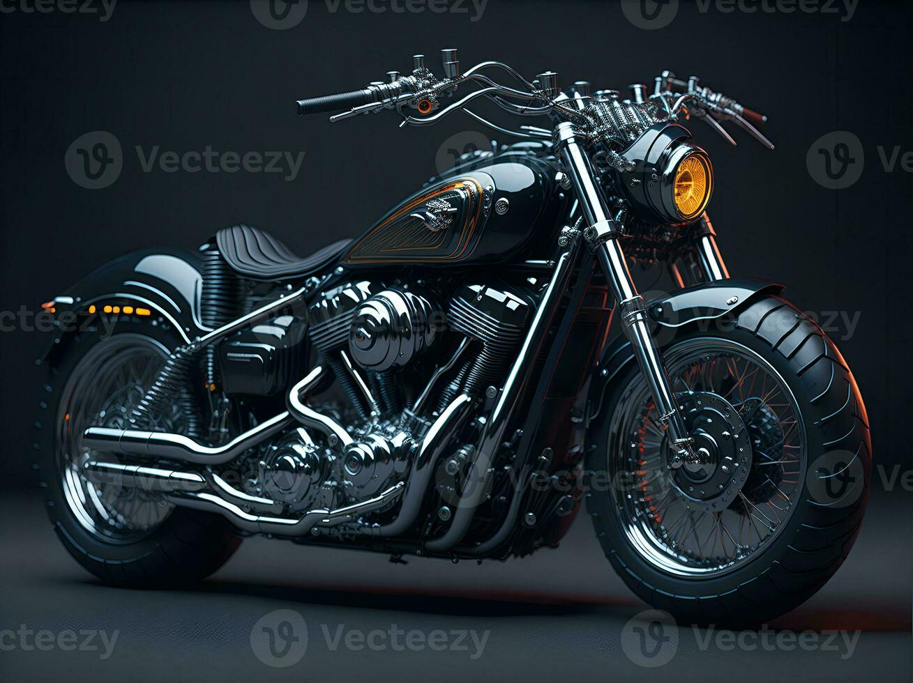 AI Generative, Conceptual design of A custom motorcycle isolated on various background photo