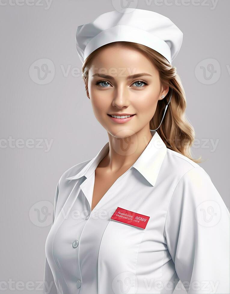 AI Generative, Smilling female doctor portait. Healthcare medical and medicine concept. photo