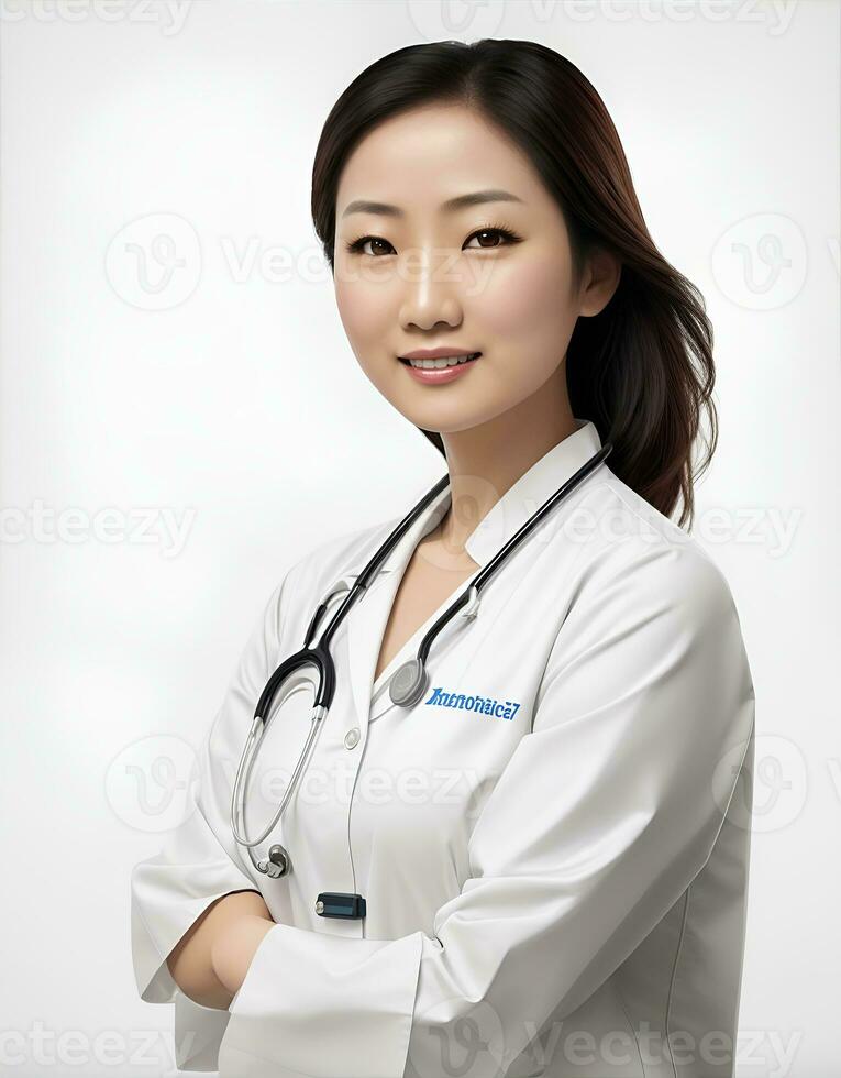 AI Generative, Smilling female doctor portait. Healthcare medical and medicine concept. photo