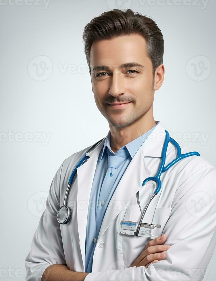 AI Generative, Smilling male doctor portait. Healthcare medical and medicine concept. photo