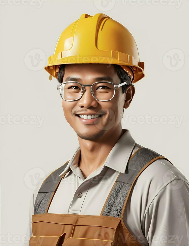 AI Generative, Young man site engineer with a safety vest and hardhat photo