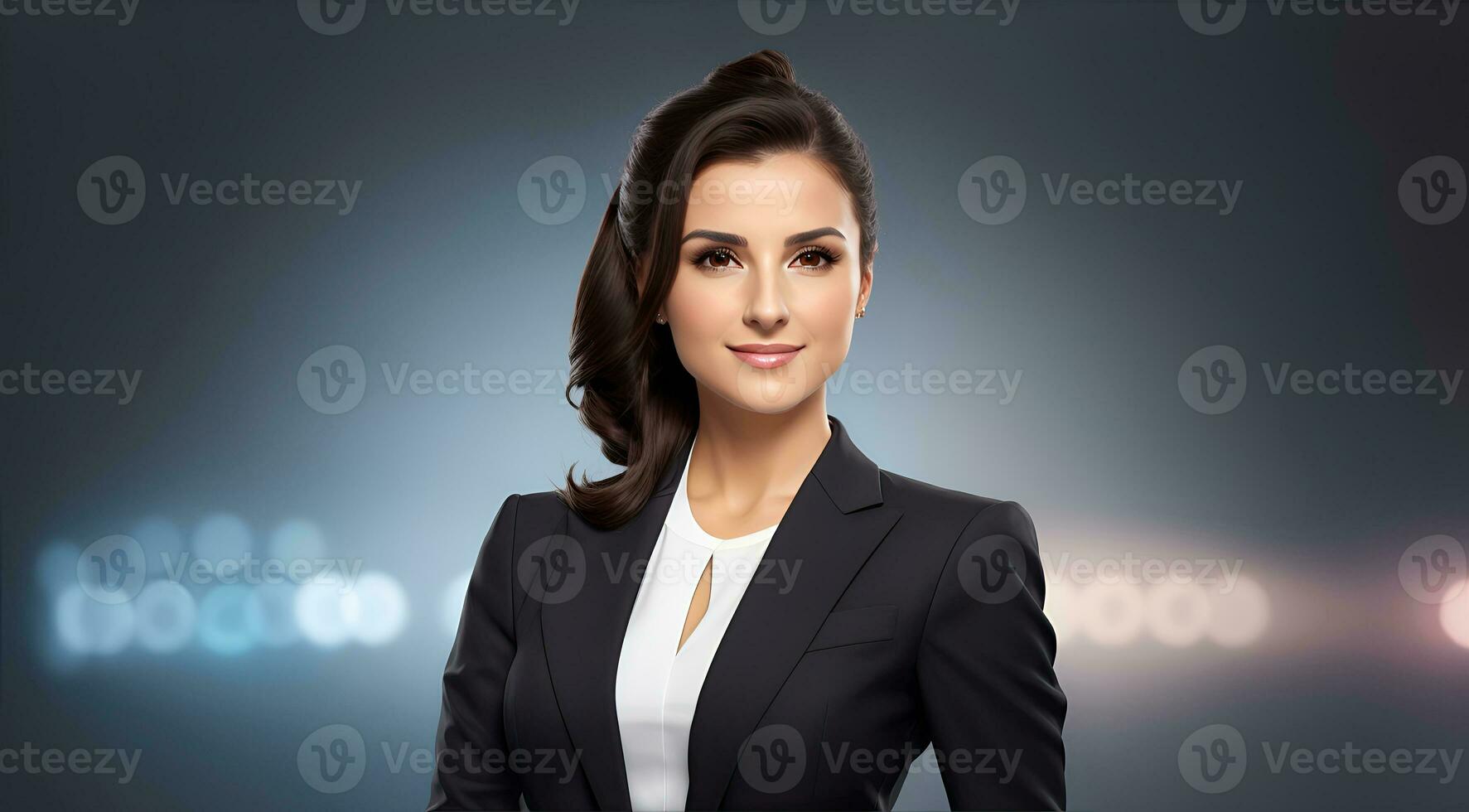 a photo of a tv news female presenter on a popular channel. live stream broadcast on television. AI Generative