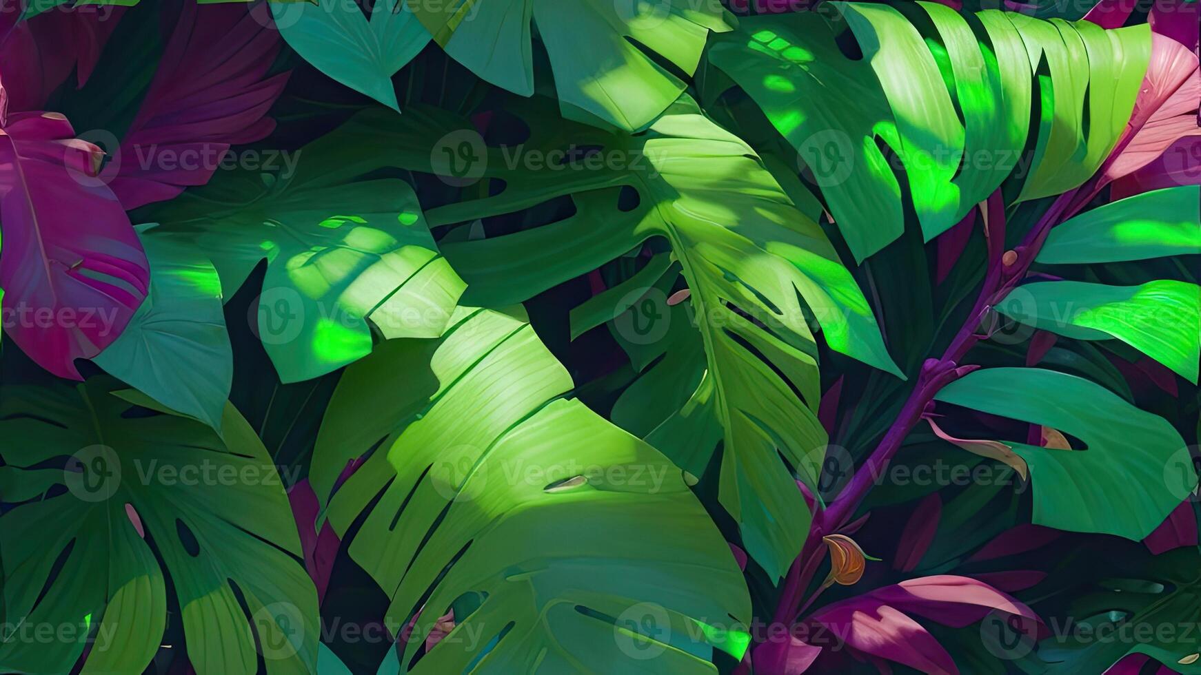 AI Generative, tropical leaves background with various illustration photo