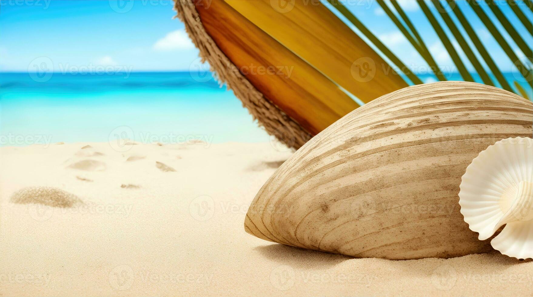 AI Generative, summer sandy and wavy beach background photo