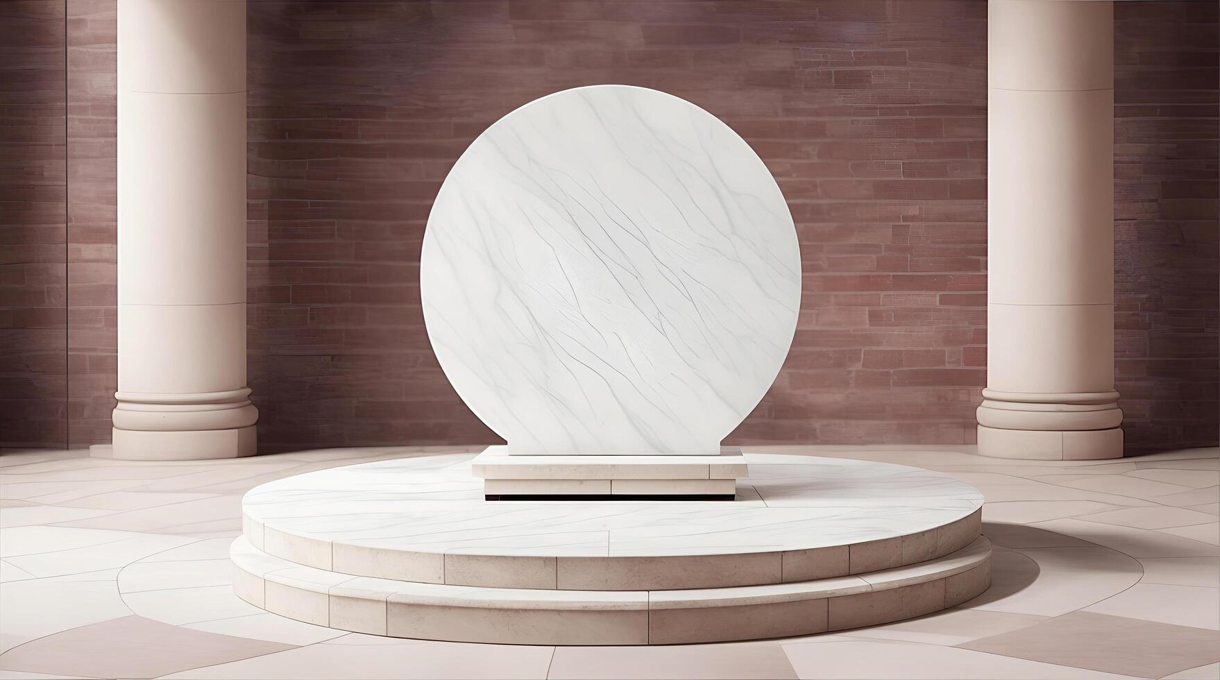 AI Generative, pedestal backdrop with a natural stone and brickwall show scene, minimalist podium background, abstract empty product display photo