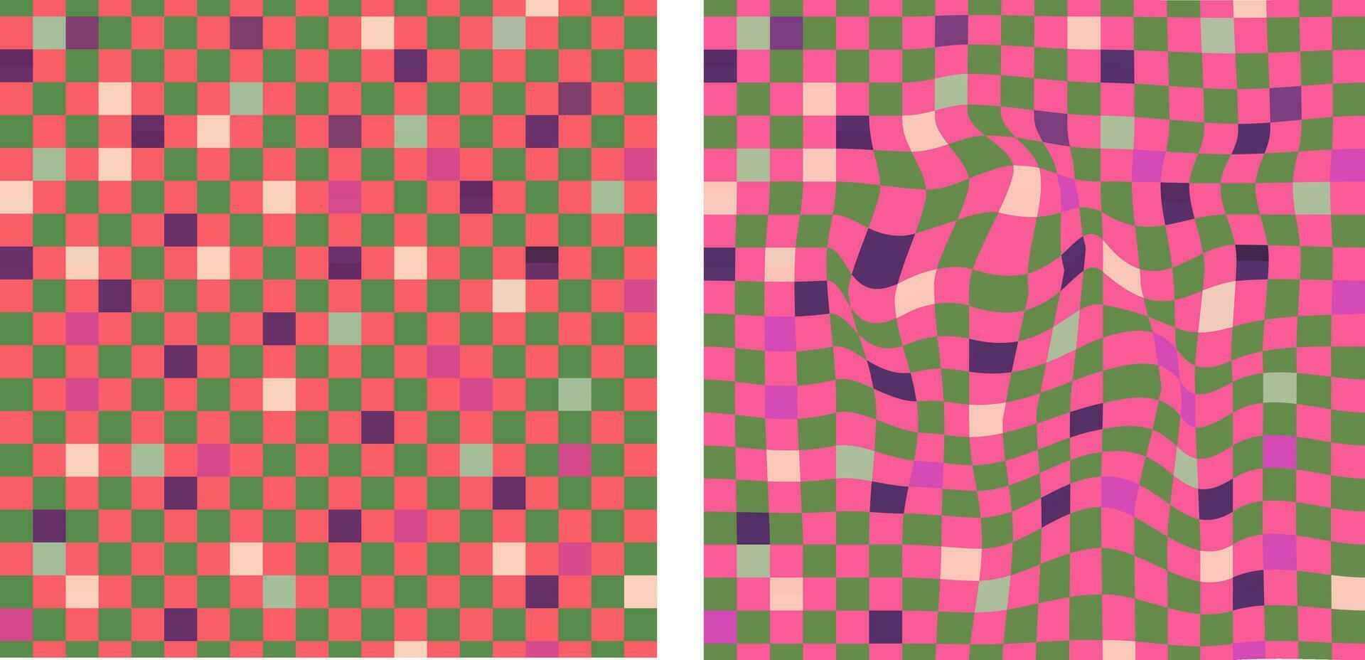 A groovy and psychedelic chessboard backdrop inspired by the 60s and 70s. Perfect for print templates, textiles. vector