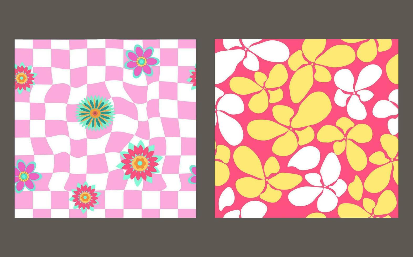 A groovy and psychedelic chessboard backdrop inspired by the 60s and 70s. Perfect for print templates, textiles. vector