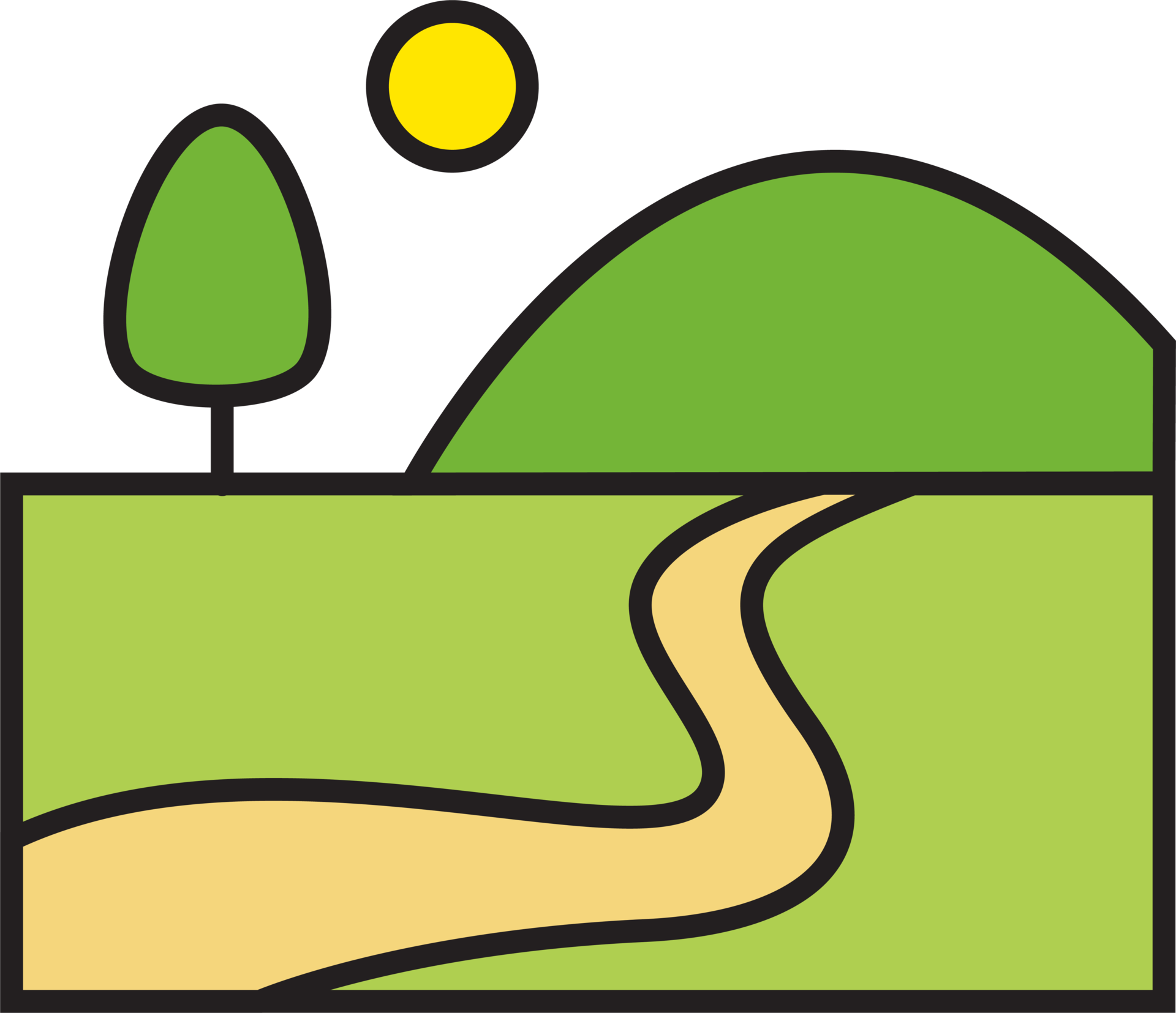 Green meadows and paths with natural mountain views 29209195 PNG