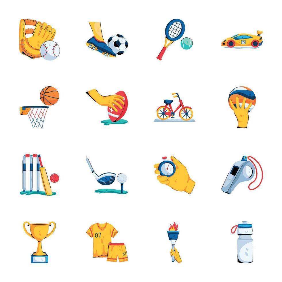 Set of 16 Flat Sporting Events Icons vector