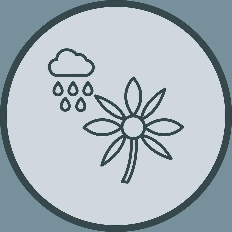 flor con icono de vector de lluvia