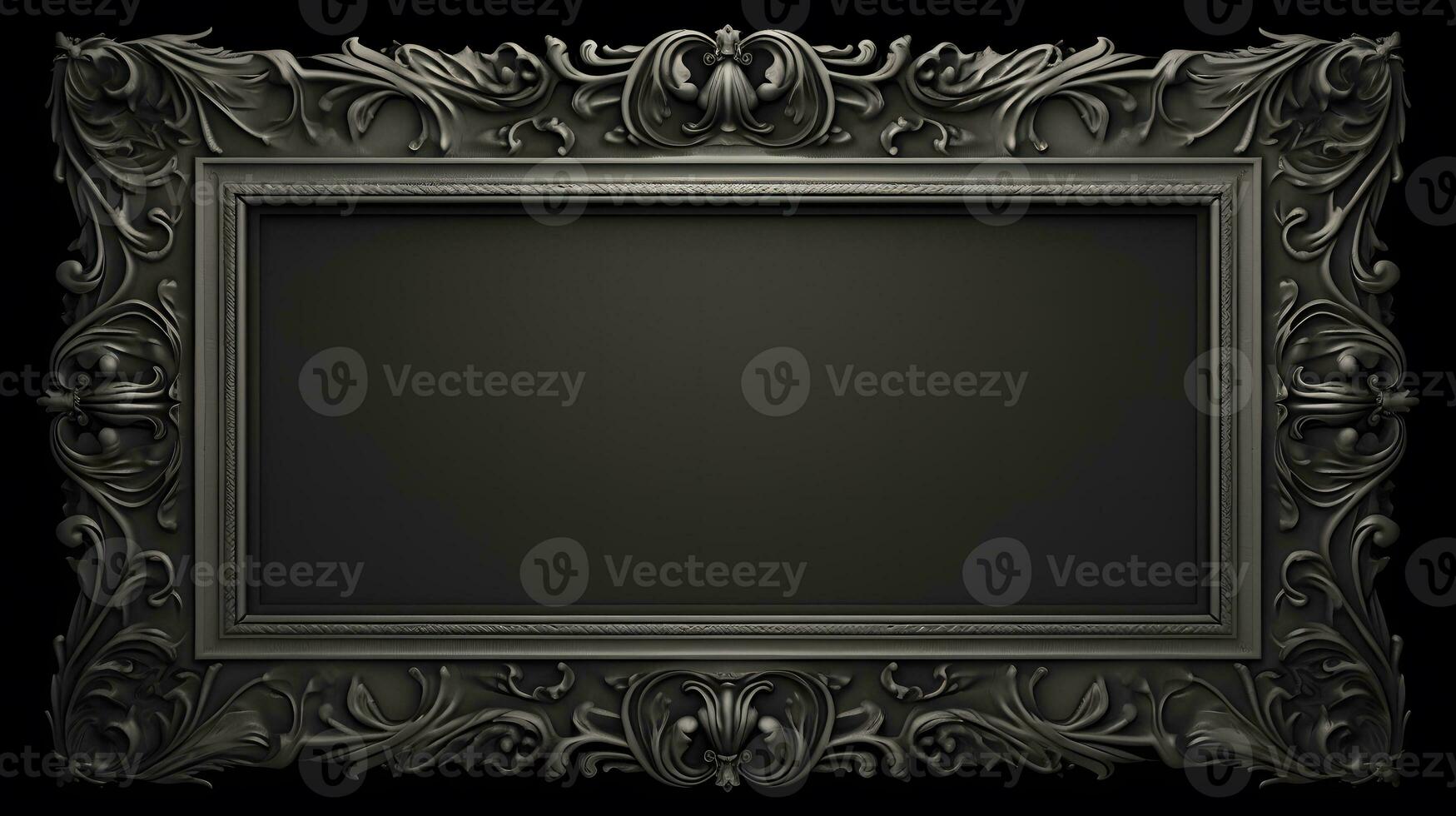 monochrome vintage luxury frame on black background photo