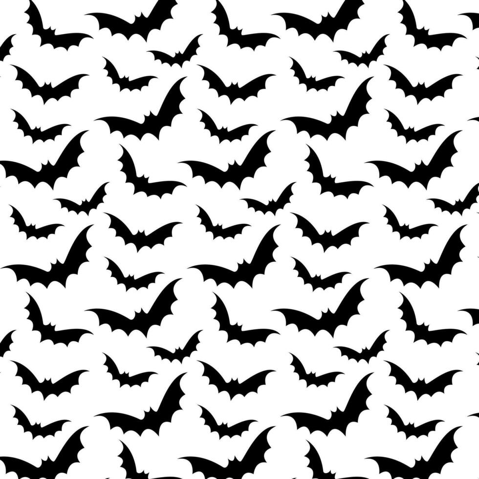sin costura modelo Víspera de Todos los Santos simbolos Víspera de Todos los Santos negro siluetas murciélagos ilustración vector