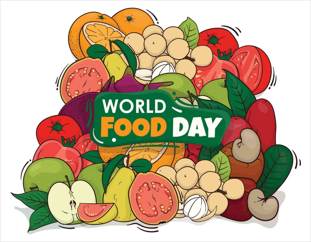 frutas en garabatear Arte vector ilustración para mundo comida día Campaña diseño