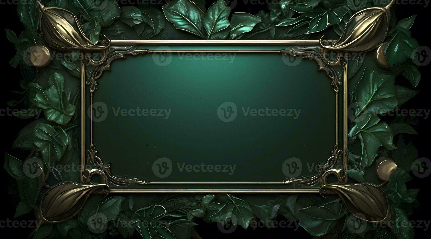 a fancy frame with green leaves and vines photo