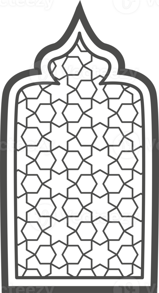 Ramadan window with pattern. Arabic frame of mosque door. Islamic design template. Oriental decoration with ornament. png