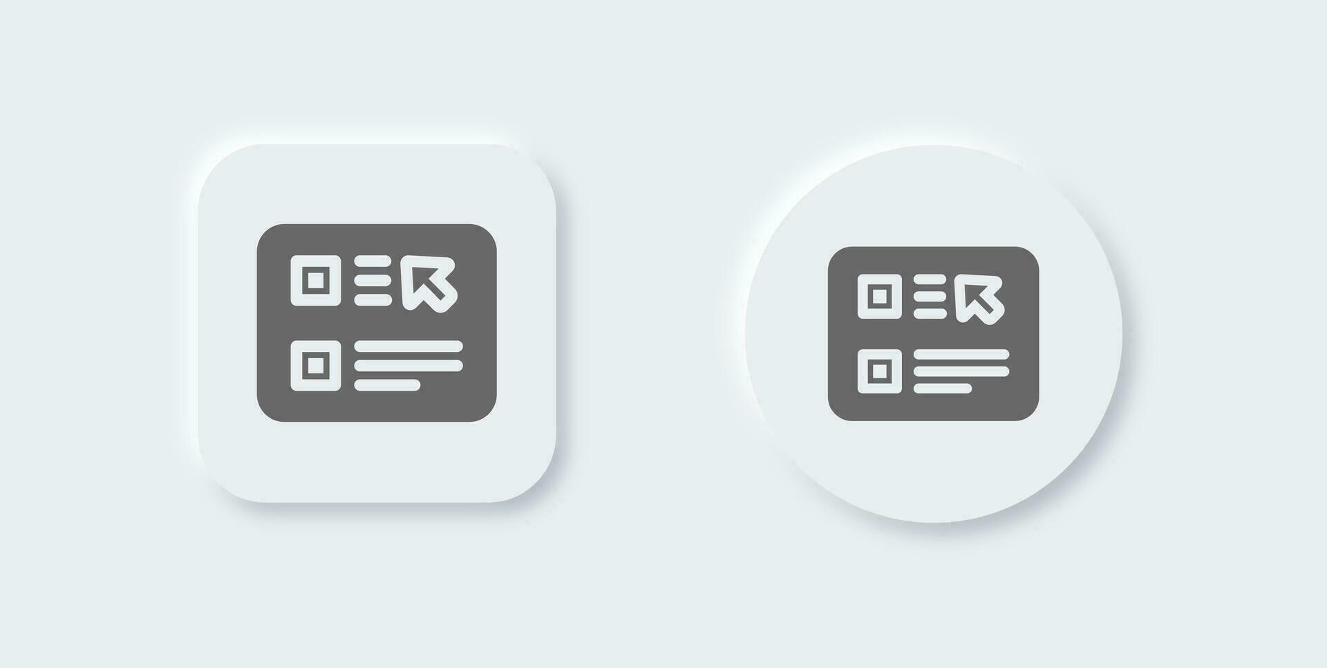 Choice solid icon in neomorphic design style. Choose button signs vector illustration.