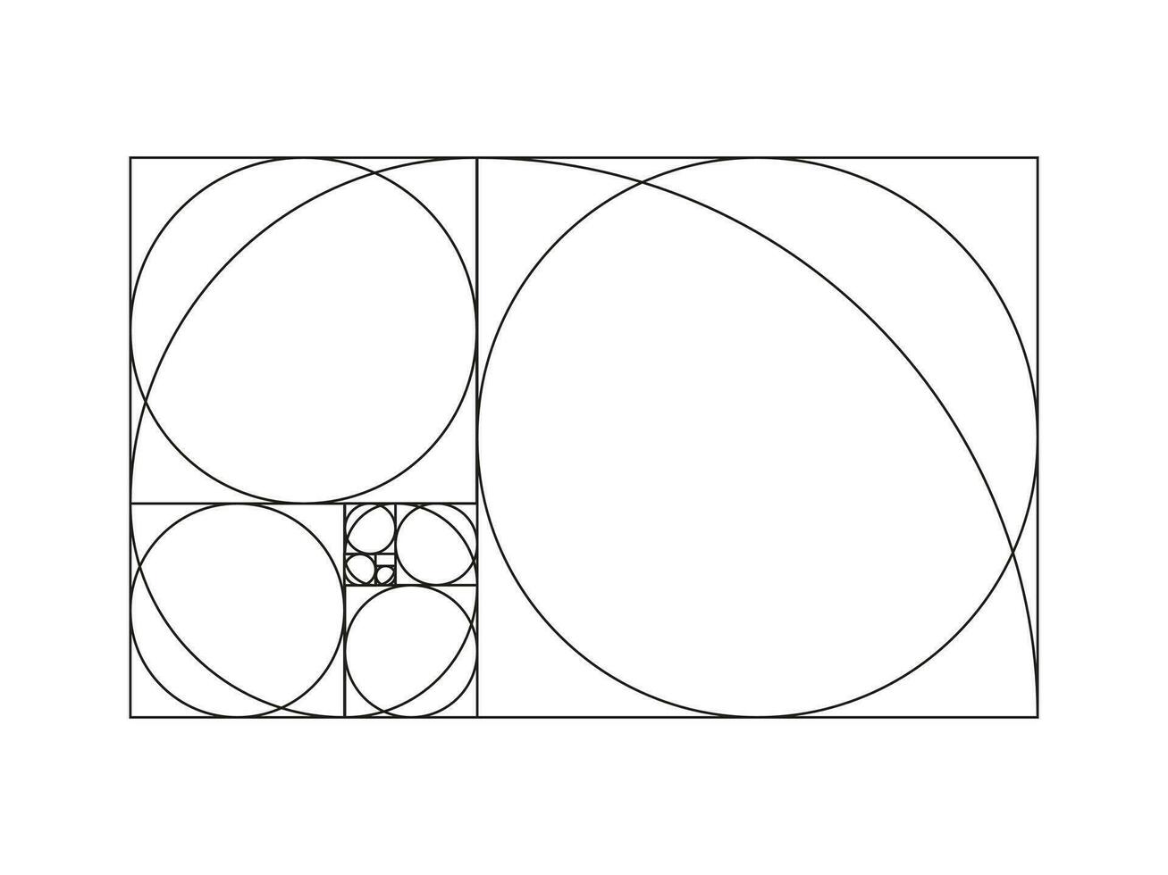 dorado dimensiones. método dorado sección. fibonacci formación, números. dorado proporción modelo. vector