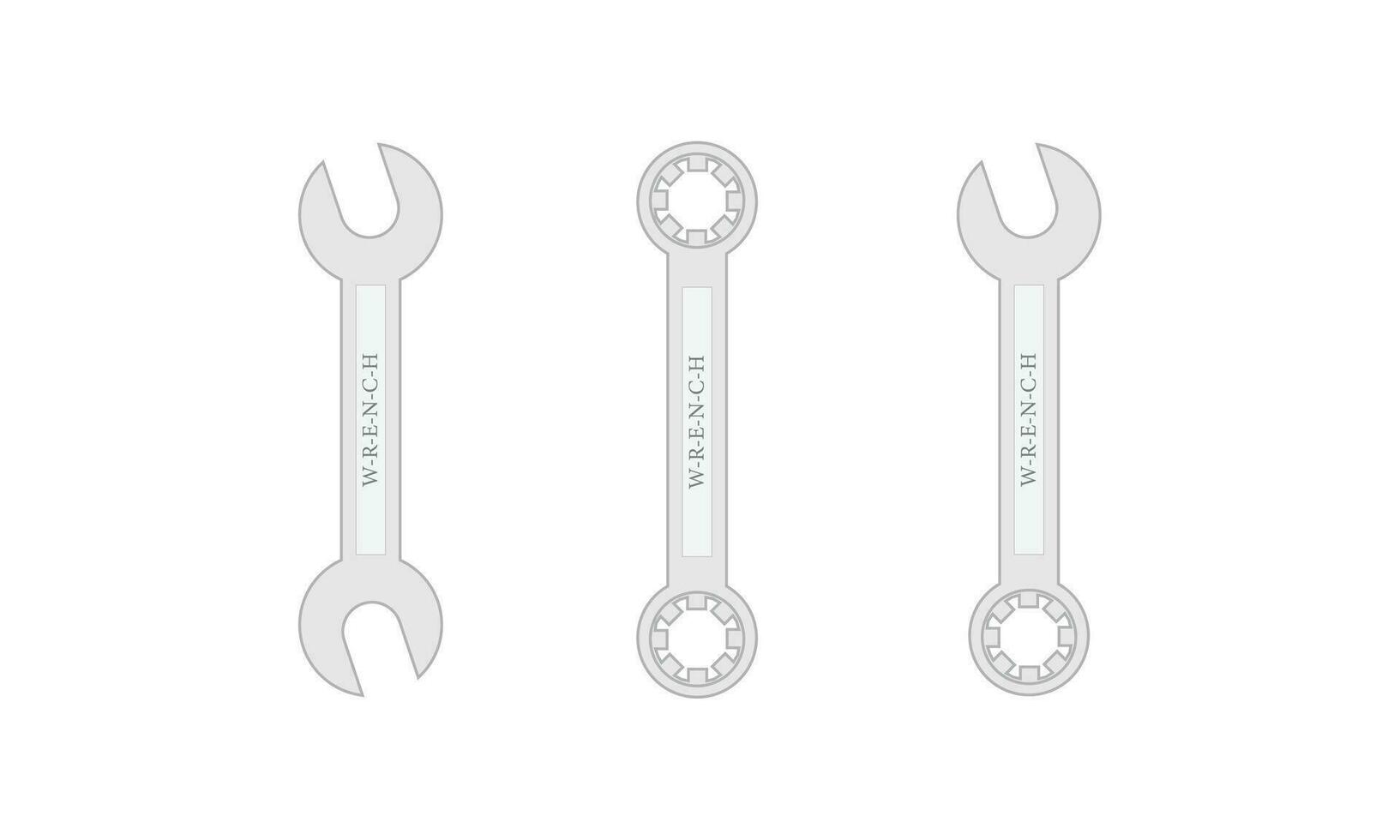 Set Of Three Types of Spanner Wrenches vector