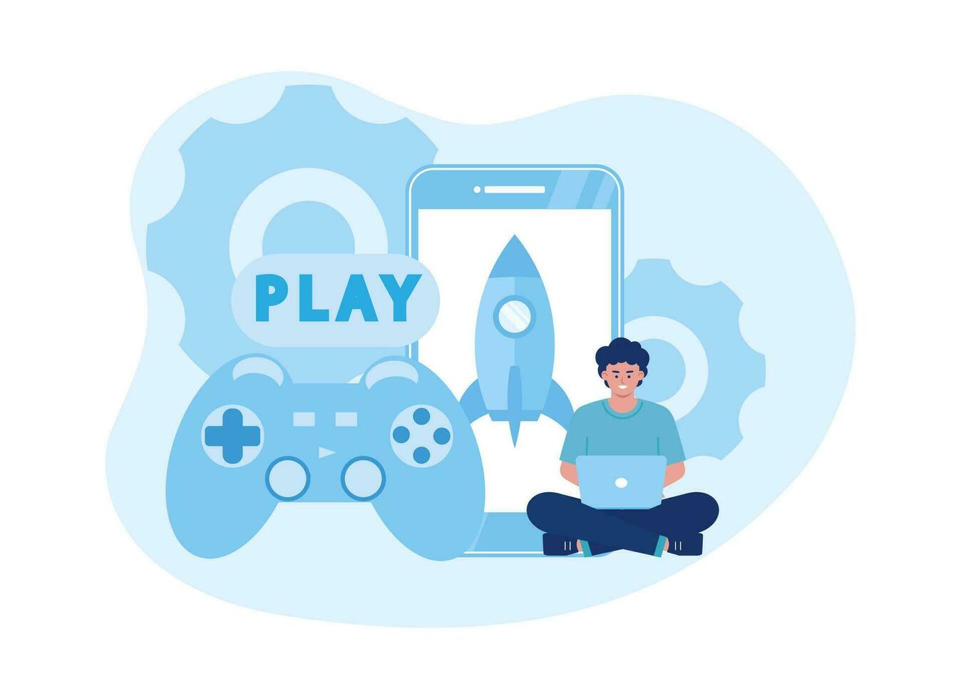 Game development, game programming technology concept flat illustration ...