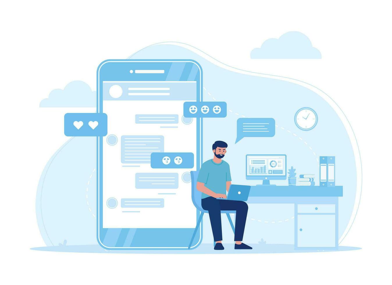 Dating app concept flat illustration vector