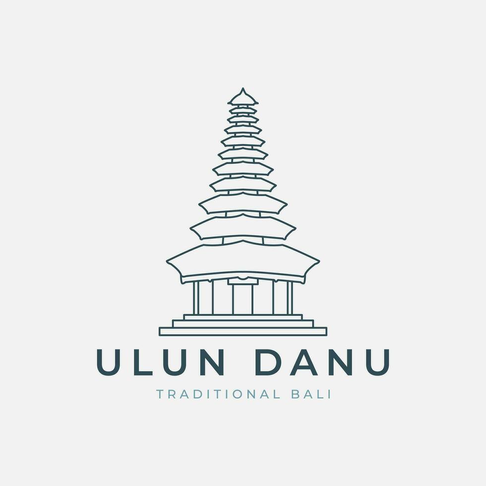 ulun danu línea Arte logo vector ilustración modelo diseño. icono tradicional cultura bali