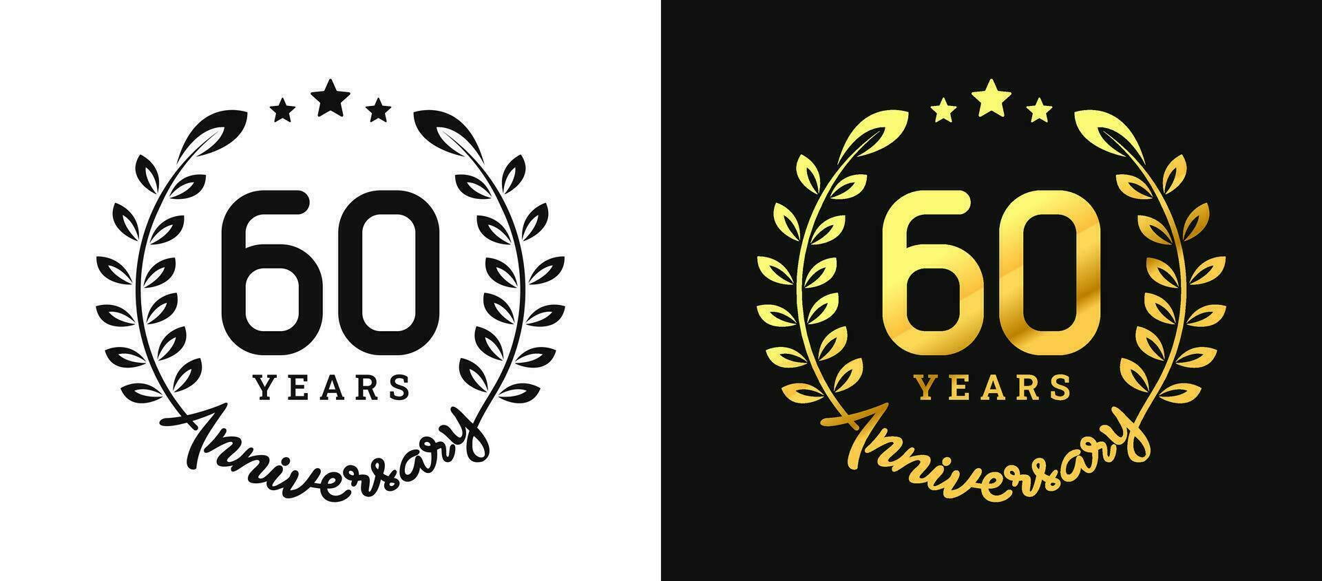 Anniversary 60 gold numbers. Minimalist design template, modern, elegant celebrating anniversary event. label, vector, sign, illustration, banner, symbol, icon, design, sticker, tag, badge, element vector