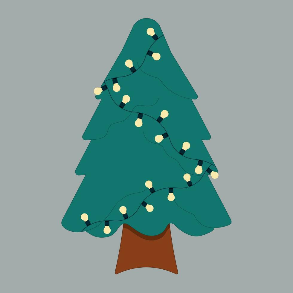 arbol de navidad con guirnaldas vector