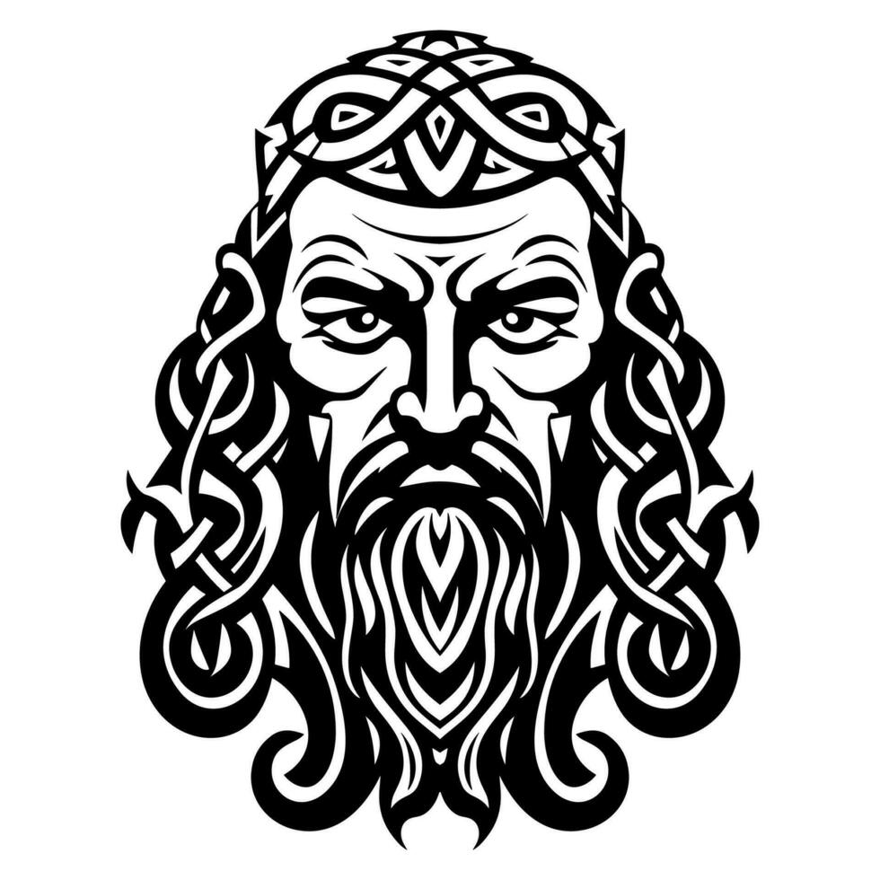 Viking man in celtic knot style vector