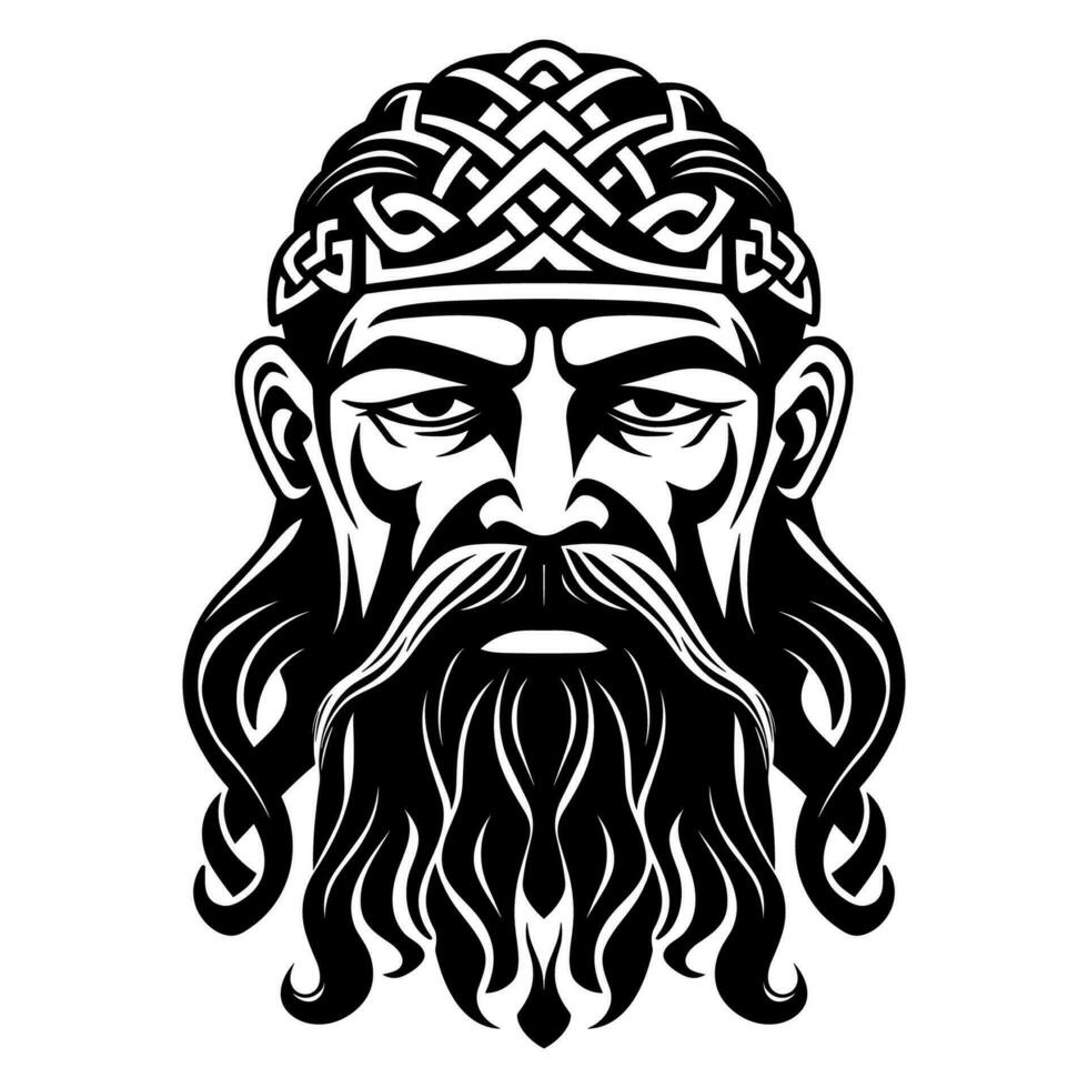 Viking man in celtic knot style vector