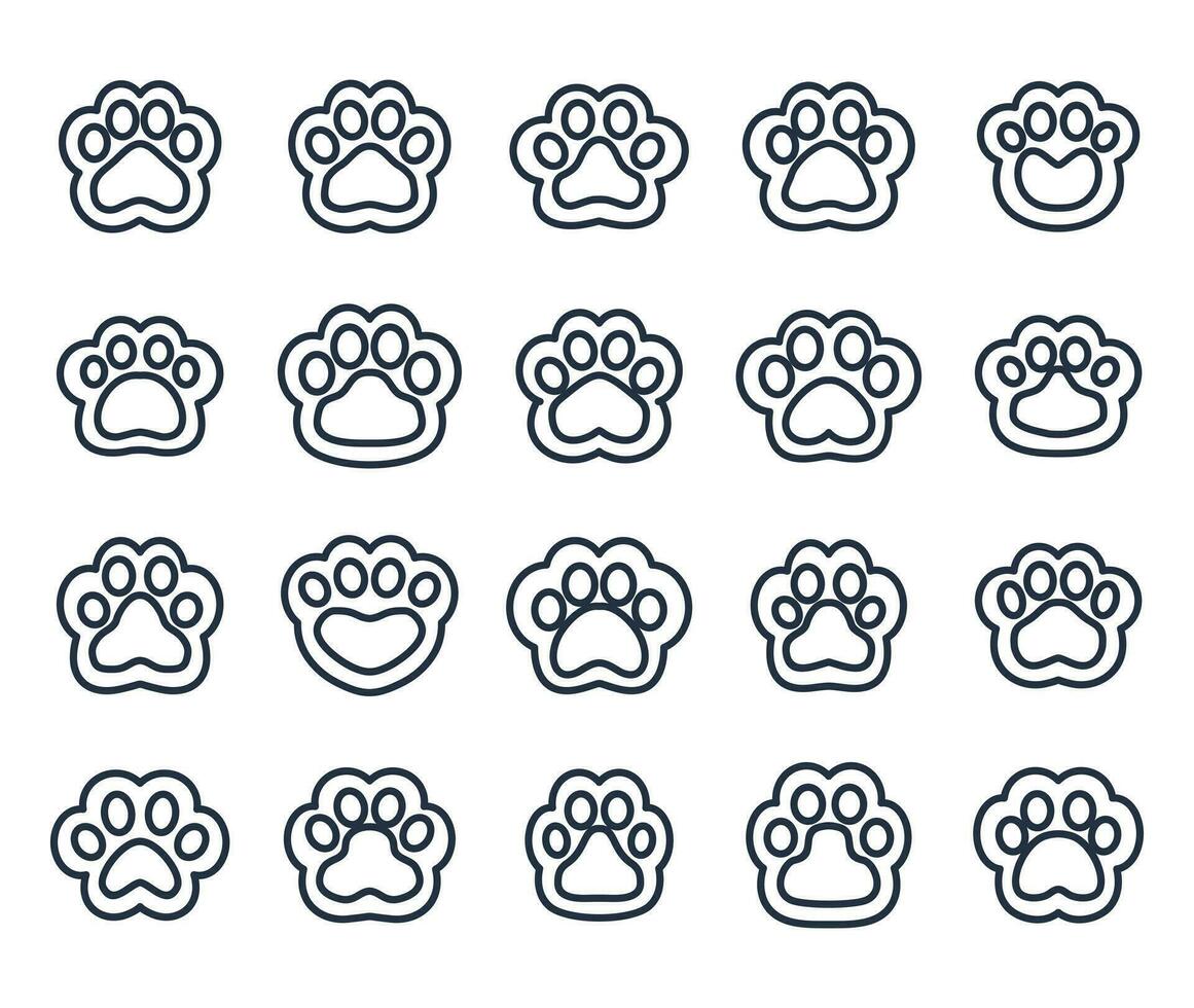 Hand drawn Vector dog and cat paws. Vector animal paw icon vector